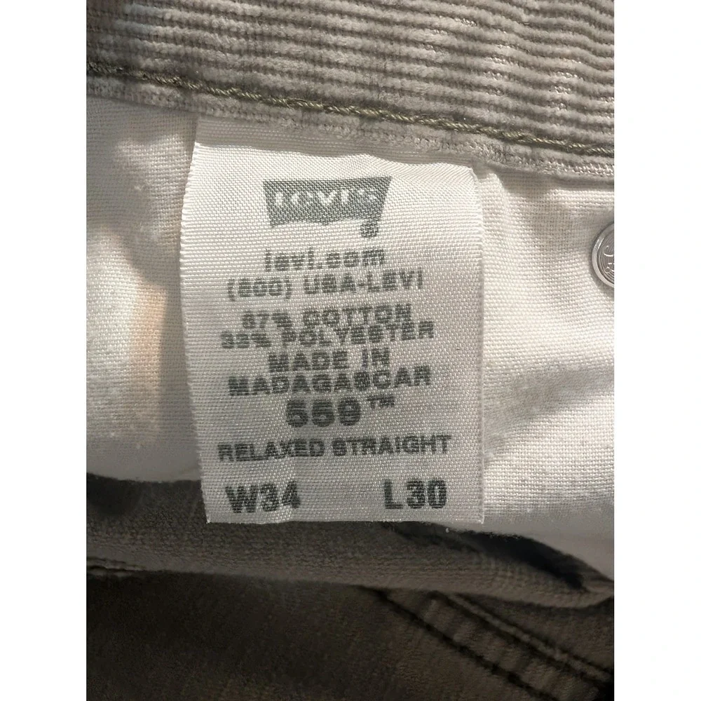 Levis 559 Relaxed Straight Corduroy Pants Mens 34x30 Khaki Tan Corduroy Trousers